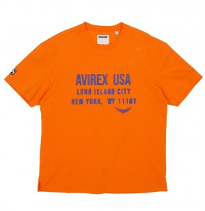 Avirex Aviator Tee Tees Uomo Arancioni | UTZEFQS-70