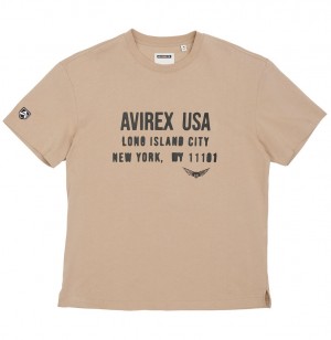 Avirex Aviator Tee Tees Uomo Mink | WZFQBUA-50