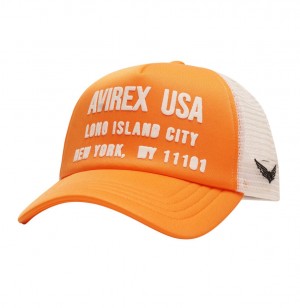 Avirex Aviator Trucker Hat Cappelli Uomo Arancioni | QXSDAWO-01
