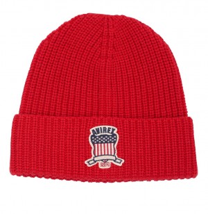 Avirex Icon Beanie Cappelli Uomo Rosse | AQKPUEM-92