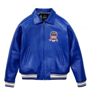 Avirex Icon Jacket Leather Uomo Blu | DBAFMWT-65