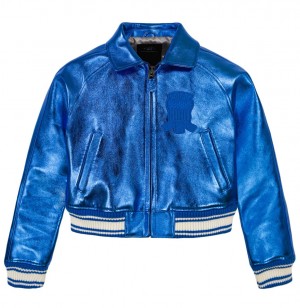 Avirex Limited Edition Cropped Metallic Icon Jacket Giacca Donna Blu | IEGCNRS-73