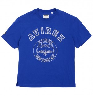 Avirex Stadium Tee Tees Uomo Blu | AKLMQTJ-19