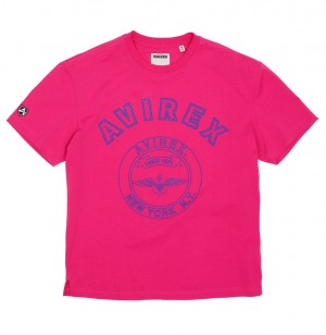 Avirex Stadium Tee Tees Uomo Fucsia | HVATIBF-61